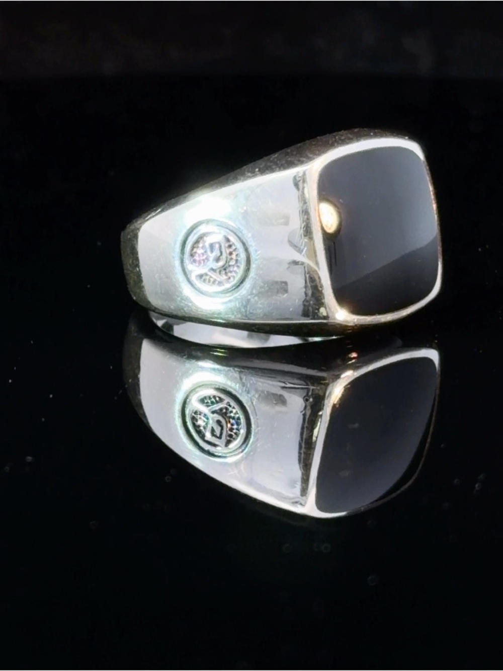 Sterling Silver Black Onyx Men's Signet Ring